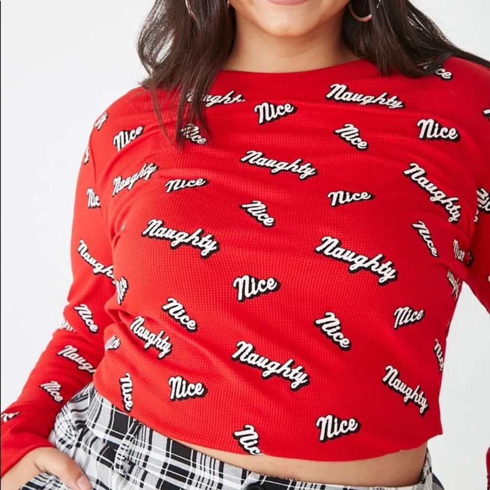Naughty or Nice therms top PLUS SIZE